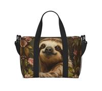 Cute Sloth Print Hand Travel Bag with Zipper Weekender Overnight Bag for Women Men Carry On