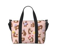 Cute Sloth Print oblique across Hand Travel Bag Polyester Women Men Overnight Duffel Carry-on Tote Bag, Black, One Size, Black, One Size