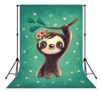 Cute Sloth Print Photo Studio Background 5x7ft Soft Photo Backdrop Curtain For Studio Content Creator Equipment