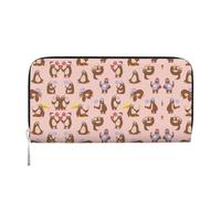 Cute Sloth Print Spacious Trendy Leather Hand Wallet Women Wallet Clutch for Casual and Travel Use, Black, One Size, Art