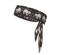 Cute Sloth Print Sports Head Tie Bandanas – Comfortable Athletic Sweatbands for Running, Yoga, Cycling, and More