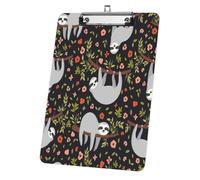 Cute Sloth Print Waterproof Clipboard A4, Acrylic Decorative Legal Size Clip Board 9"× 12. 5" with Low Profile Metal Clip, A4 Clipboards for School Offoce Lady Men Women Nurses