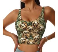 Cute Sloth Print Women's Sports Vest Lightweight and Breathable Workout Fitness Fashion Top Black