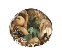 Cute Sloth Printed Large Shower Cap, Double Layer Hair Protector For Facial Care, Reusable Hair Wrap