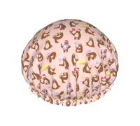 Cute Sloth Printed Shower Cap, Double Layer Hair Cover For Bathing, Reusable Headgear For Long Hair