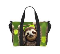 Cute Sloth Printed Travel Tote Bag, Large Capacity Gym Bag, Lightweight Weekend Travel Shoulder Bag, Unisex