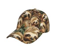 Cute Sloth Printing Baseball Cap Unisex Fashion Twill Design Cap,Summer Adjustable Baseball Hat for Men Women Black