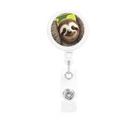 Cute Sloth Printing Retractable Badge Holder. with Clip and Keyring The Maximum Retractable Length is Approximately 55cm, with a 360° Rotating clamp.