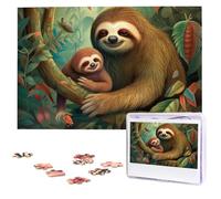 Cute Sloth Puzzles for Adults 1000 Pieces, Wooden Puzzle Personalized Jigsaw Puzzles from Photos, Challenging Puzzle Art Painting Home Decor Birthday Party Gift (29.5" x 19.7")