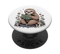 Cute Sloth Reading Book Cottagecore Aestetic PopSockets Adhesive PopGrip