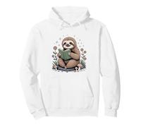 Cute Sloth Reading Book Cottagecore Aestetic Pullover Hoodie