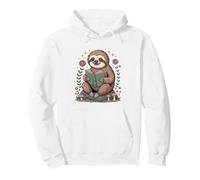 Cute Sloth Reading Book Cottagecore Aestetic Pullover Hoodie