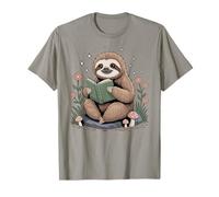 Cute Sloth Reading Book Cottagecore Aestetic T-Shirt