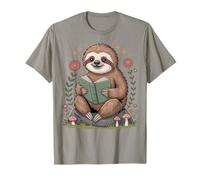 Cute Sloth Reading Book Cottagecore Aestetic T-Shirt