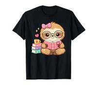 Cute Sloth Reading Book Nerd T-Shirt