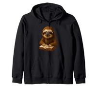 Cute Sloth Reading Book Zip Hoodie