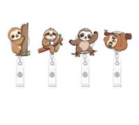 Cute Sloth Retractable Badge Holder Reel,Funny Sloth Badge Reel, Work Badge Holder Retractable Clip, ID Badge Reels Clip Card Holder for Office Workers, Doctors, Nurses,Children and Students