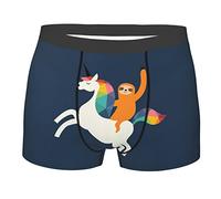 通用 Cute Sloth Ride Unicorn Fantasy Rainbow Men'S Boxer Briefs Stylish Soft Boxer Elasticity Underwear Underpants Gifts For Youth