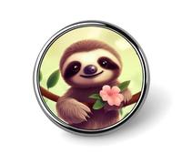 Cute Sloth Round Badge Personalized Metal Lapel Pin Badges Fit Clothing Bags Hat Humorous Printed Brooch Badge Party Decorations Accessories for Men Women