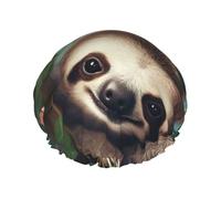 Cute Sloth Shower Cap Reusable Waterproof Shower Bonnet for Women Men Elastic Band Bath Hair Hat Double Layered Washable Bath Cap for All Hairstyles, Travel-Friendly