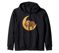 Cute Sloth Sleeping Crescent Moon Zip Hoodie