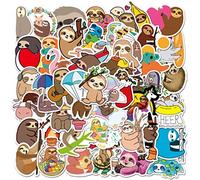 Cute Sloth Stickers 50pcs - Lovely Boy and Girl Designs for Water Bottle, Laptop, Luggage, Snowboard, Bicycle, Skateboard - Waterproof Decals for Kids and Teens