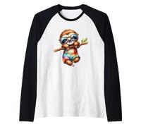 Cute Sloth Sunglasses Tie Dye Summer Animal Raglan Baseball Tee