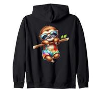 Cute Sloth Sunglasses Tie Dye Summer Animal Zip Hoodie