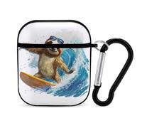 Cute Sloth Surfs Up PC Headphone Case for AirPods 1 And 2 Earphone Cover Earbuds Accessories with Keychain