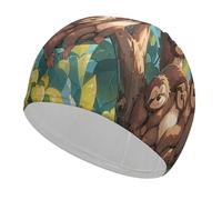 Cute Sloth Swim Cap Comfortable Swimming Caps Stretchable Durable Swimming Hat for Men and Women
