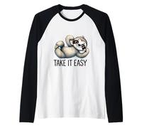 Cute Sloth Take It Easy Relaxing Animal Design Raglan Baseball Tee
