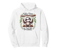 Cute Sloth Take Time to Chill Relaxing Animal Design Pullover Hoodie