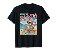 Cute Sloth, The 4th Deadly Sin, on Vacation at The Beach T-Shirt