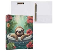 Cute Sloth Tropical Bathtub 3 D-Ring Binder A4 1 Pack with 200 Sheet for Kids School Supplies Women Men Office