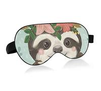 Cute Sloth Tropical Flower Breathable Sleeping Eyes Mask, Cool Feeling Eye Sleep Cover for Summer Rest, Elastic Contoured Blindfold for Women & Men Travel