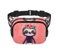 Cute Sloth Unisex Adjustable Waist Square Double Layer Waist Pack for Outdoor Activities Travelling Running Hiking
