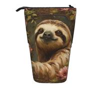 Cute Sloth Vertical Retractable Pencil Case Makeup Bag Wallet Storage Bag for Pens Pencils and Small Items