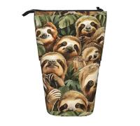 Cute Sloth Vertical Retractable Pencil Case Makeup Bag Wallet Storage Bag for Pens Pencils and Small Items