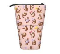 Cute Sloth Vertical Retractable Pencil Case Stationery Box Adult Office Organizer Box