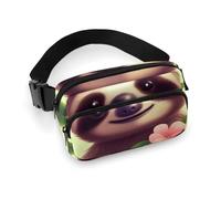 Cute Sloth Waist Bag Fashion Fanny Bag with Adjustable Strap for Outdoor Workout Cycling Unisex, white, 20x13cm, Waist Bag