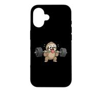 Cute Sloth Weightlifting Fitness Gym Fun Case for iPhone 16