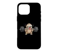 Cute Sloth Weightlifting Fitness Gym Fun Case for iPhone 16 Pro Max