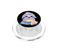 Cute Sloth Winter Portrait Colorful Animal Graphic Baby PopSockets PopGrip for MagSafe