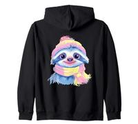 Cute Sloth Winter Portrait Colorful Animal Graphic Baby Zip Hoodie