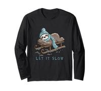 Cute Sloth Winter Vibes Design Let It Slow Christmas Long Sleeve T-Shirt