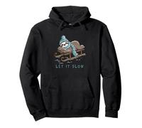 Cute Sloth Winter Vibes Design Let It Slow Christmas Pullover Hoodie