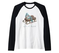 Cute Sloth Winter Vibes Design Let It Slow Christmas Raglan Baseball Tee
