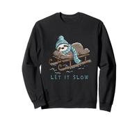 Cute Sloth Winter Vibes Design Let It Slow Christmas Sweatshirt