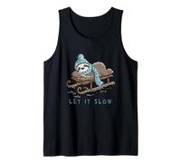 Cute Sloth Winter Vibes Design Let It Slow Christmas Tank Top