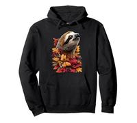 Cute Sloth with Autumn Leaves Fall Flowers Jungle Animal Pullover Hoodie